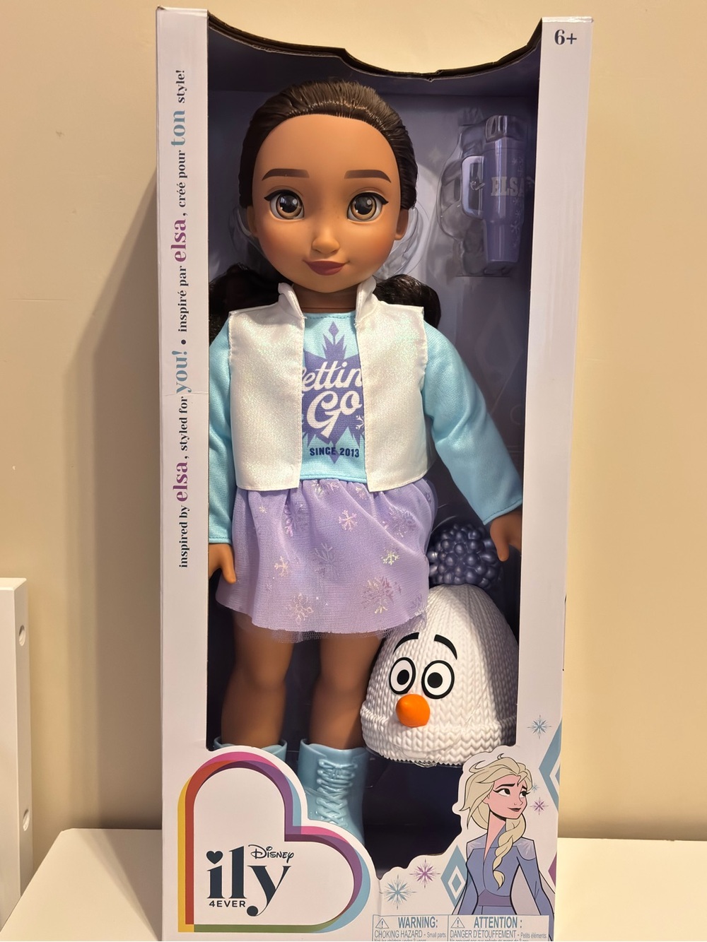 Disney ILY Ever Doll in Light Blue, Purple & White Outfit with Olaf Beanie